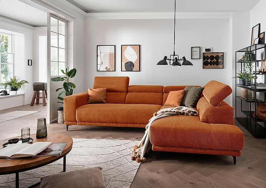alina Ecksofa "Hikari", wahlweise mit Sitzvorzug, in modernem Cordstoff, Br günstig online kaufen