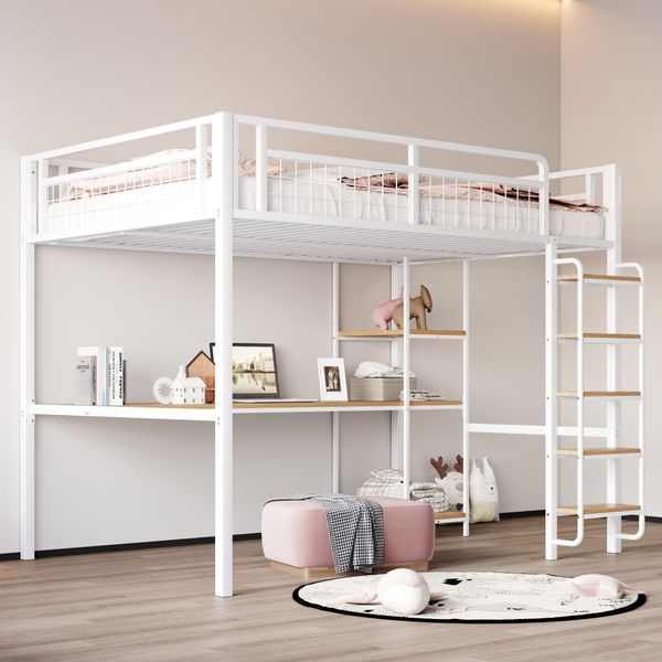 Merax Hochbett (1-St., Metallbett Einzelbett für günstig online kaufen