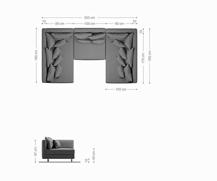 DELIFE Wohnlandschaft Clovis, Weiss Schwarz Wohnlandschaft Modulares Sofa günstig online kaufen