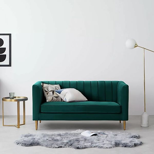 Amicie 2-Sitzer Sofa, Samt in Meerblau - MADE.com günstig online kaufen