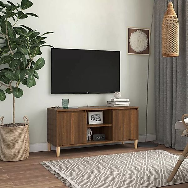 vidaXL TV-Schrank TV-Schrank Massivholz-Beine Braun Eichen-Optik 103,5x35x5 günstig online kaufen