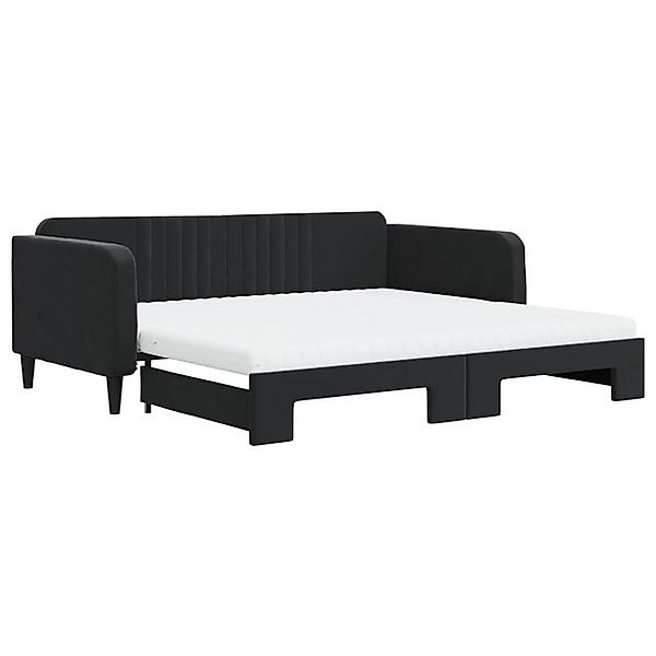 vidaXL Bettgestell, Tagesbett Ausziehbar mit Matratzen Schwarz 100x200 cm S günstig online kaufen