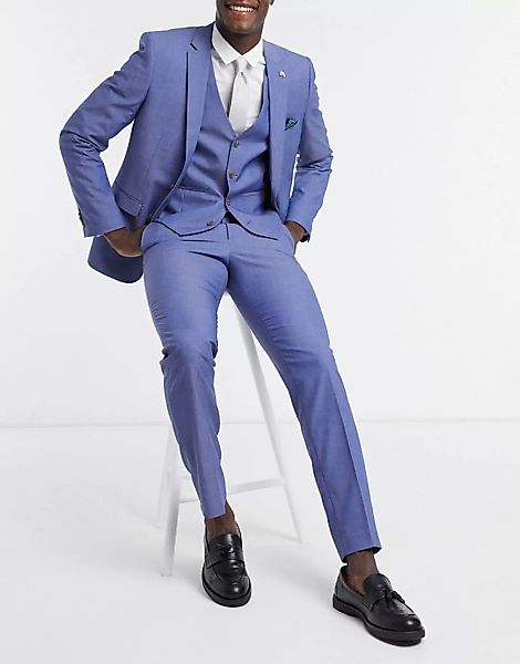 Farah – Schmal geschnittene Anzughose in Blau günstig online kaufen