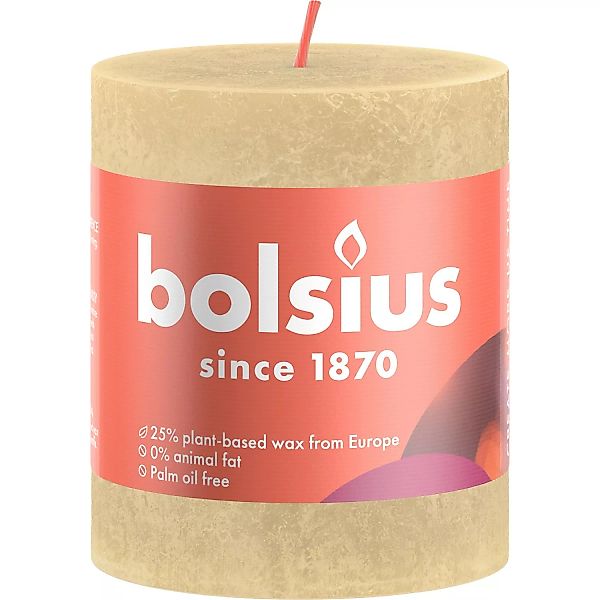 Bolsius Rustik-Kerze Shine Winter Edition Ø 6,8 cm x 8 cm Haferbeige günstig online kaufen