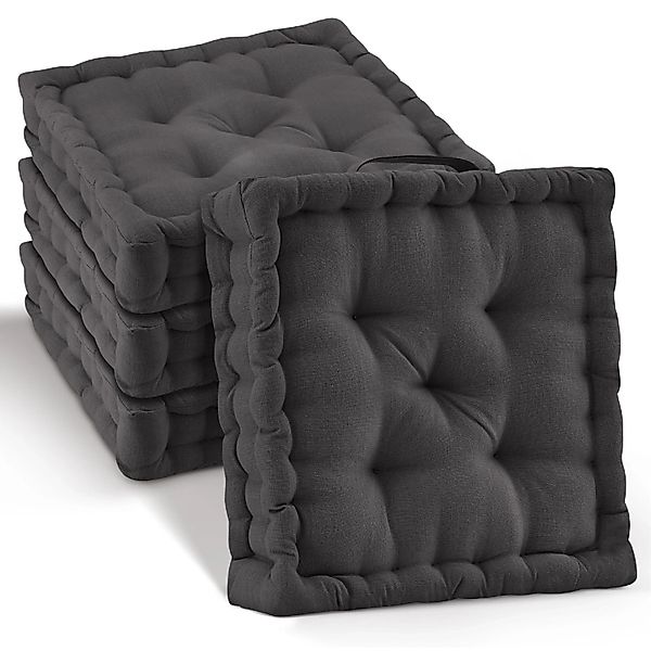 Beautissu Mila Stuhlkissen 40x40x8cm Anthrazit 4tlg günstig online kaufen