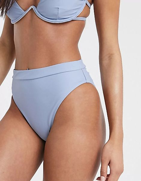 Missguided – Mix & Match – Blaue Bikinihose mit hohem Bund günstig online kaufen