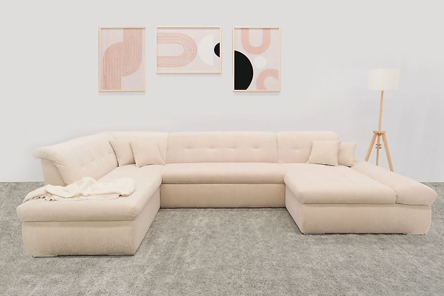 DOMO collection Wohnlandschaft "Moric U-Form, auch in Cord, Breite 353cm, v günstig online kaufen