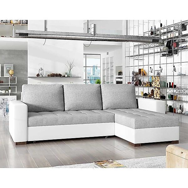 Ecksofa Sofa mit Schlaffunktion aus Webstoff und Kunstleder günstig online kaufen