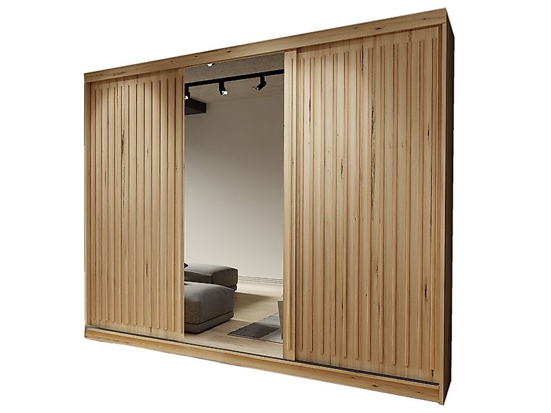 Compleo Schwebetürenschrank 250 cm breit, Kleiderschrank modern mit Lamelle günstig online kaufen