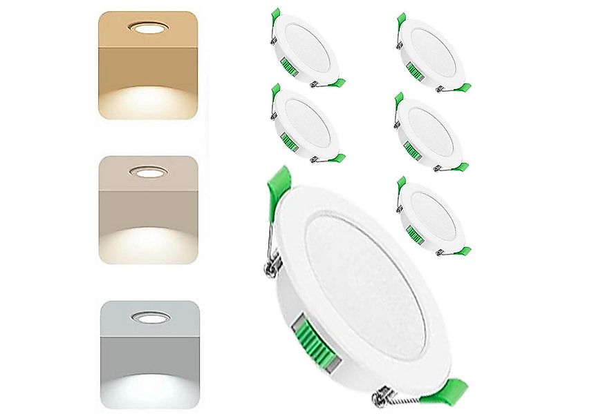 MUPOO LED Einbaustrahler 6er Pack Ultraflach 90mm Einbauleuchte,3 Farbtempe günstig online kaufen