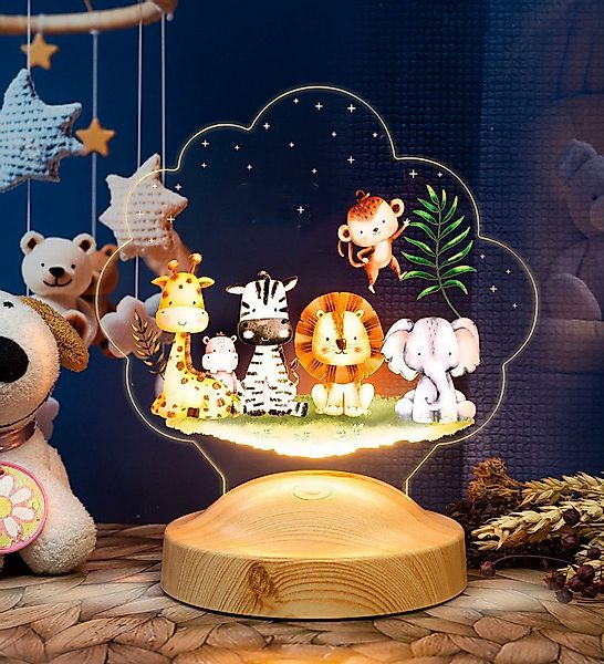 Geschenkelampe LED Nachttischlampe Safari Nachtlicht 3D Nachttischlampe für günstig online kaufen
