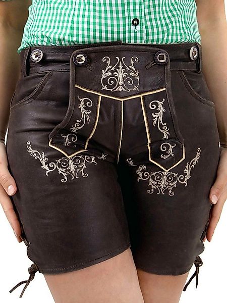 Almbock Trachtenlederhose Damen Lederhose Babette (2-tlg) dunkelbraun günstig online kaufen