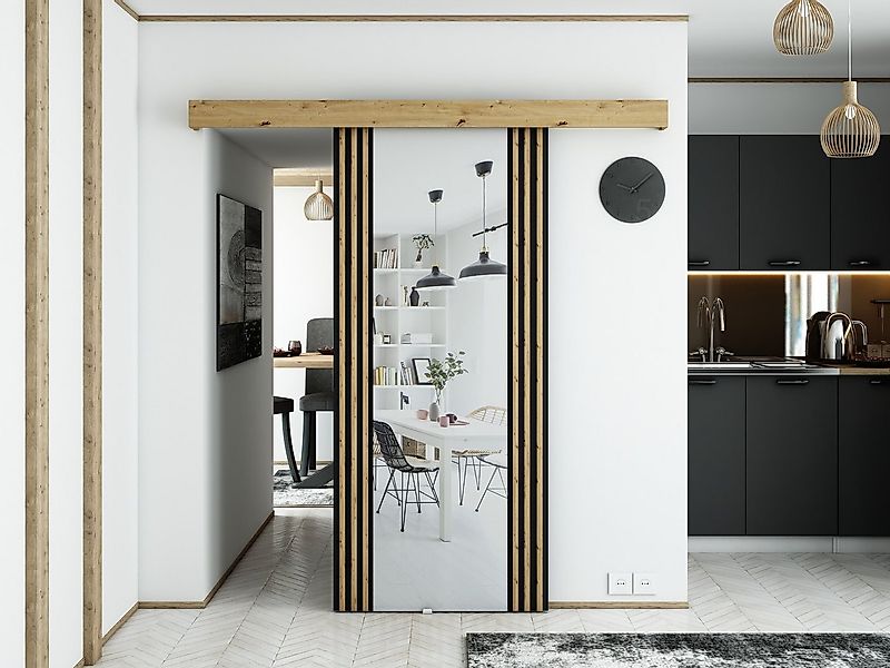 MOEBLO Schiebetür ZEBRA II (mit Spiegel, dekorative Leisten, mit/ohne Soft- günstig online kaufen