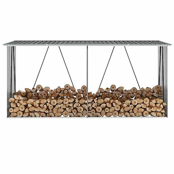 vidaXL Brennholzlager aus verzinktem Stahl 330x84x152 cm Grau günstig online kaufen
