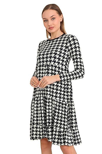 Bongual A-Linien-Kleid Midikleid Stufenkleid Hahnentrittmuster samtweich günstig online kaufen