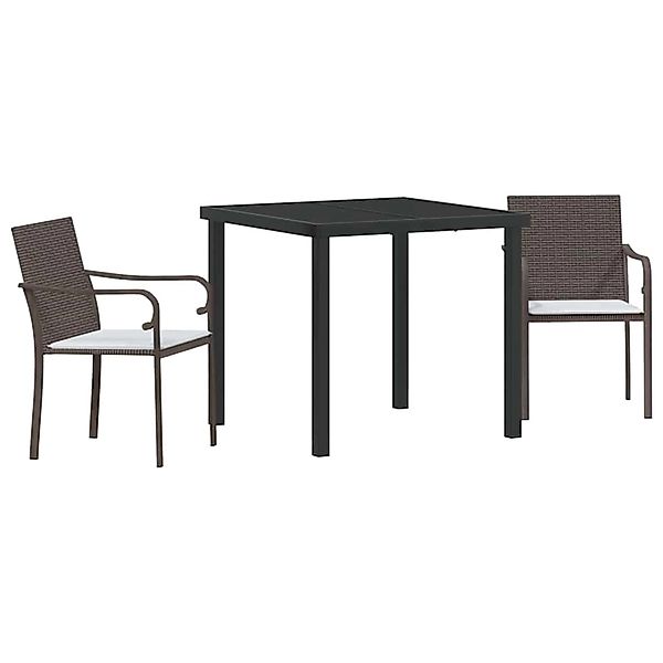 vidaXL Garten Essgruppe 3-Tlg Braun Poly Rattan 3379044 günstig online kaufen