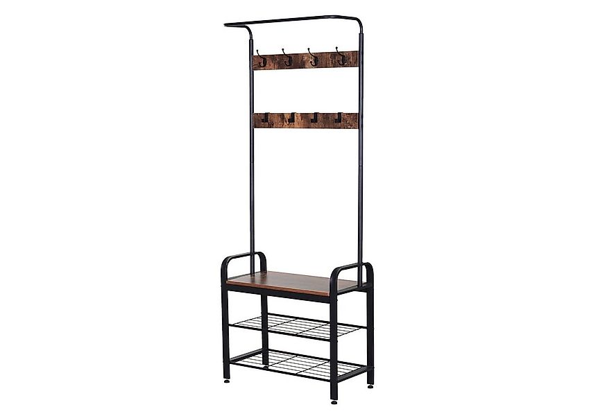 HOMCOM Garderobenständer Kleiderständer mit Schuhbank günstig online kaufen