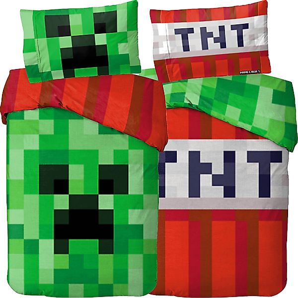 BERONAGE Wendebettwäsche Minecraft Bettwäsche Creeper TNT günstig online kaufen