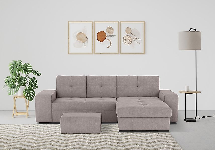COTTA Ecksofa "Mattina L-Form", mit Hocker, wahlweise mit Bettfunktion & Be günstig online kaufen