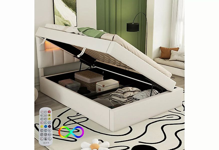 MODFU Polsterbett Flachbett (Ambientelicht über dem Bett, einseitig zu öffn günstig online kaufen