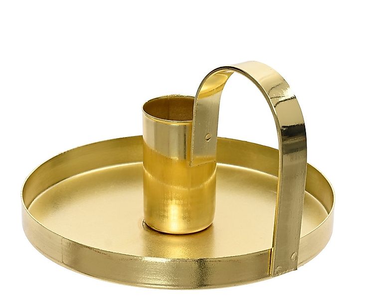 Kaemingk Kerzenhalter, Kerzenhalter mit Henkel 10x6cm Metall 1 Stück Gold günstig online kaufen