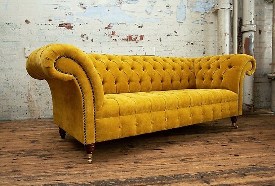 JVmoebel Chesterfield-Sofa Samt Couch Wohnlandschaft Design Modern Sofa 3 S günstig online kaufen