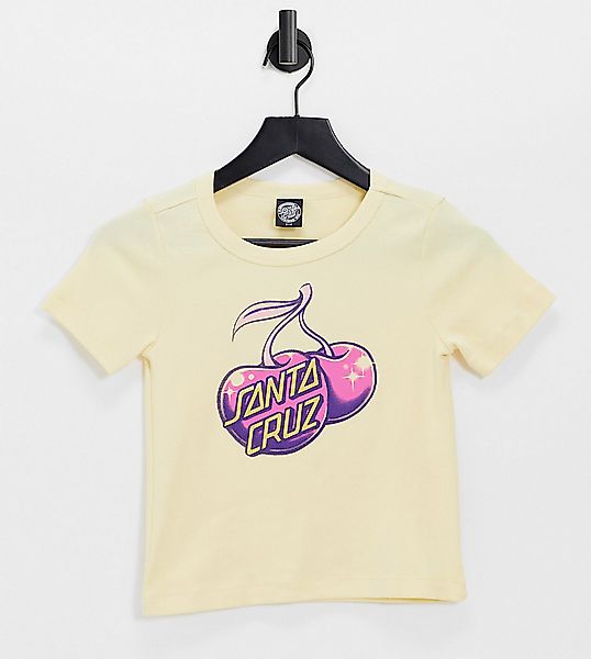 Santa Cruz – Tailliertes T-Shirt mit Kirschgrafik in Gelb im Stil der 90er- günstig online kaufen