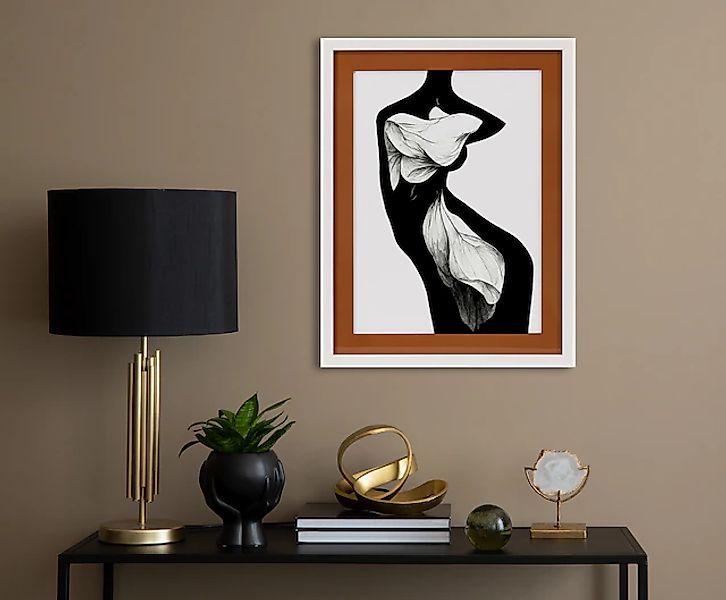 queence Bild mit Rahmen »Frauenkörper, Blume, braun« Bilder von Frauen   Fr günstig online kaufen