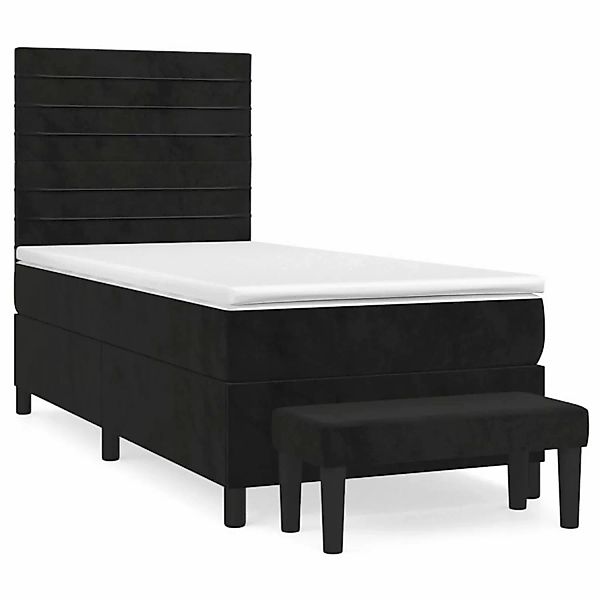 vidaXL Boxspringbett, Boxbett mit Matratze Schwarz 100x200 cm Samt günstig online kaufen