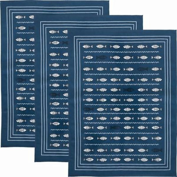 Erwin Müller Geschirrtuch 3er-Pack Baumwolle blau Gr. 50 x 70 günstig online kaufen