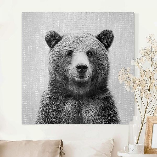 Leinwandbild Grizzlybär Gustel Schwarz Weiß günstig online kaufen
