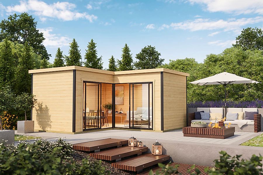 LASITA MAJA Gartenhaus "DOMEO 6 NATUR/ANTHRAZIT" Fundamentmass 5000 x 5000, günstig online kaufen