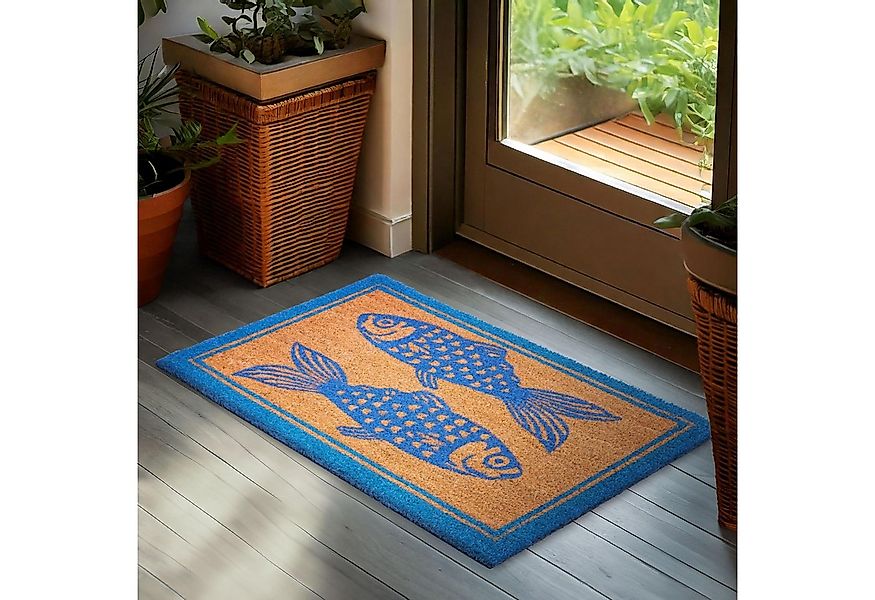 BRUBAKER Fußmatte Fische Blau - Schmutzfangmatte, Rechteckig, Höhe: 15 mm, günstig online kaufen