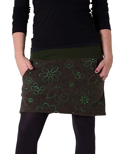 Vishes A-Linien-Rock Vishes Warmer Fleece Rock mit aufgestickten Blumen Cac günstig online kaufen