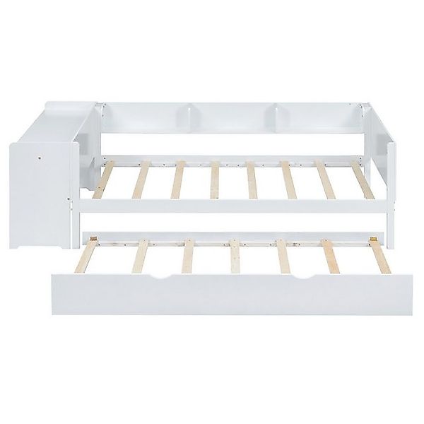Rutaqian Bett Flachbett Holzbett mit Schreibtisch & Stauraum-Regale - Ohne günstig online kaufen