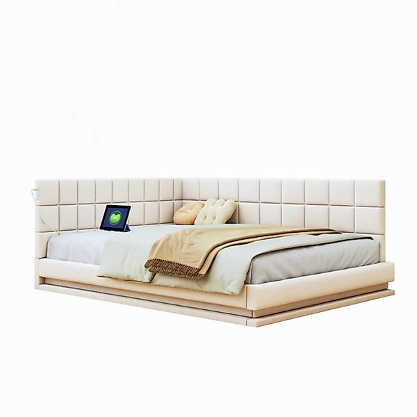 HAUSS SPOLE Schlafsofa 140x200cm mit LED Lichtleiste, USB Steckdose,  Latte günstig online kaufen