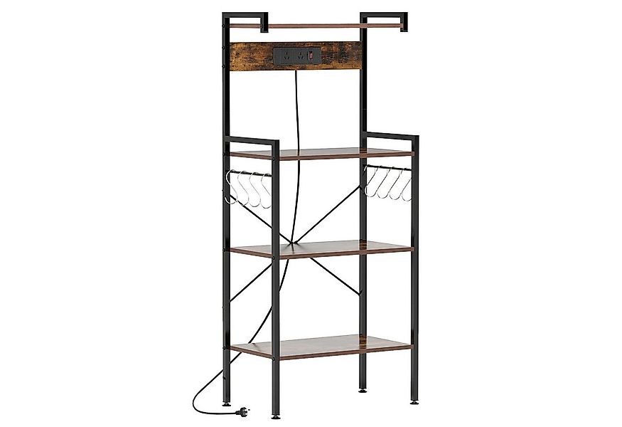 KOMFOTTEU Standregal, Küchenregal mit Steckdose, mit 8 S-Haken & 4 Ablagen günstig online kaufen