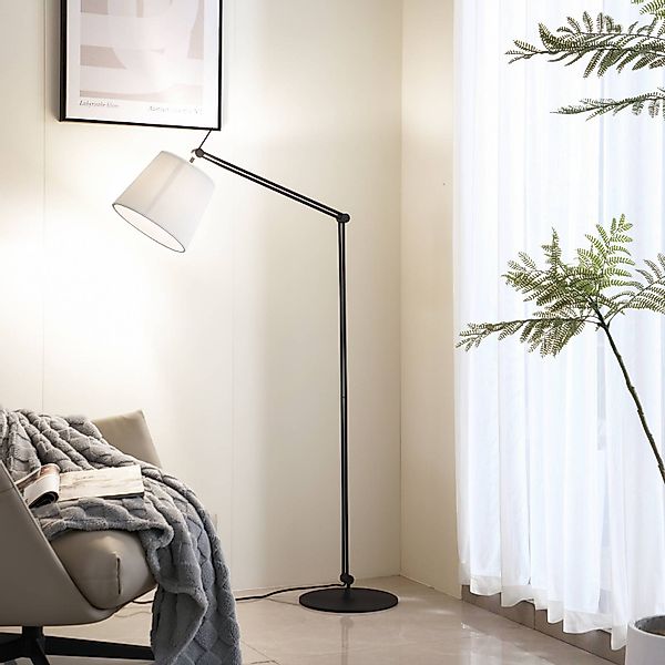 Lucande Stehleuchte Caelia, schwarz, Textil, verstellbar günstig online kaufen