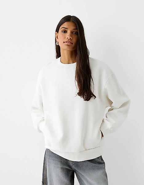 Bershka Oversize-Sweatshirt Mit Seitentaschen Damen Xs Grbrochenes Weiss günstig online kaufen