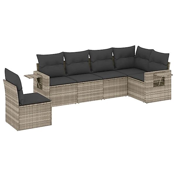 vidaXL 6-Tlg Garten-Sofagarnitur mit Kissen Hellgrau Poly Rattan 3220231 günstig online kaufen