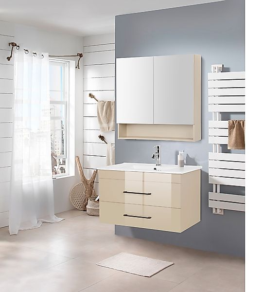 welltime Waschtisch »Florenz Badmöbel Badschrank mit Waschbecken«, Waschpla günstig online kaufen