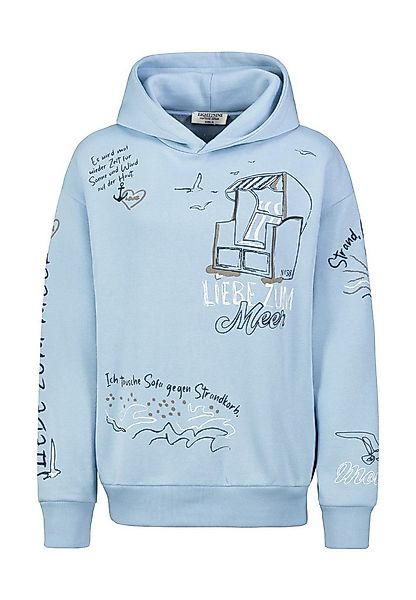 Eight2Nine Kapuzenpullover Damen Hoodie Kapuzenpullover allover Küstenprint günstig online kaufen