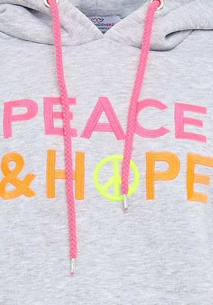 Zwillingsherz Kapuzensweatshirt mit Stickerei in Neonfarben günstig online kaufen