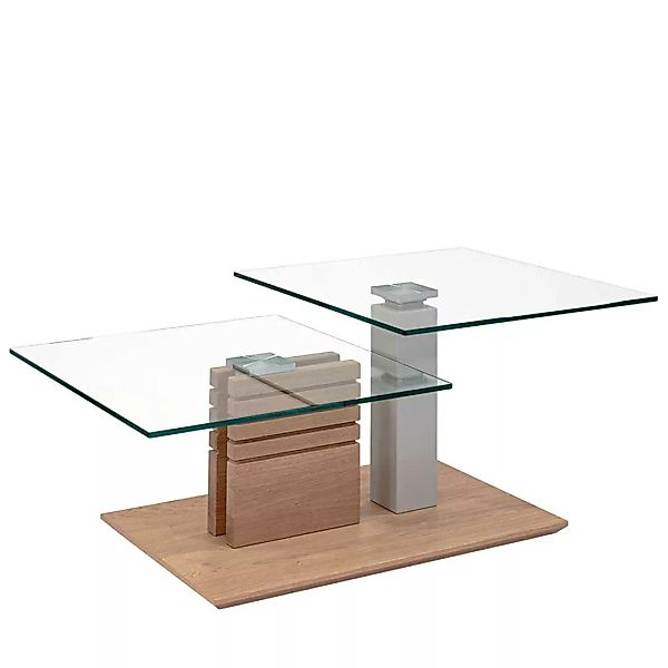 Design Wohnzimmertisch mit zwei Glasplatten höhenverstellbar günstig online kaufen