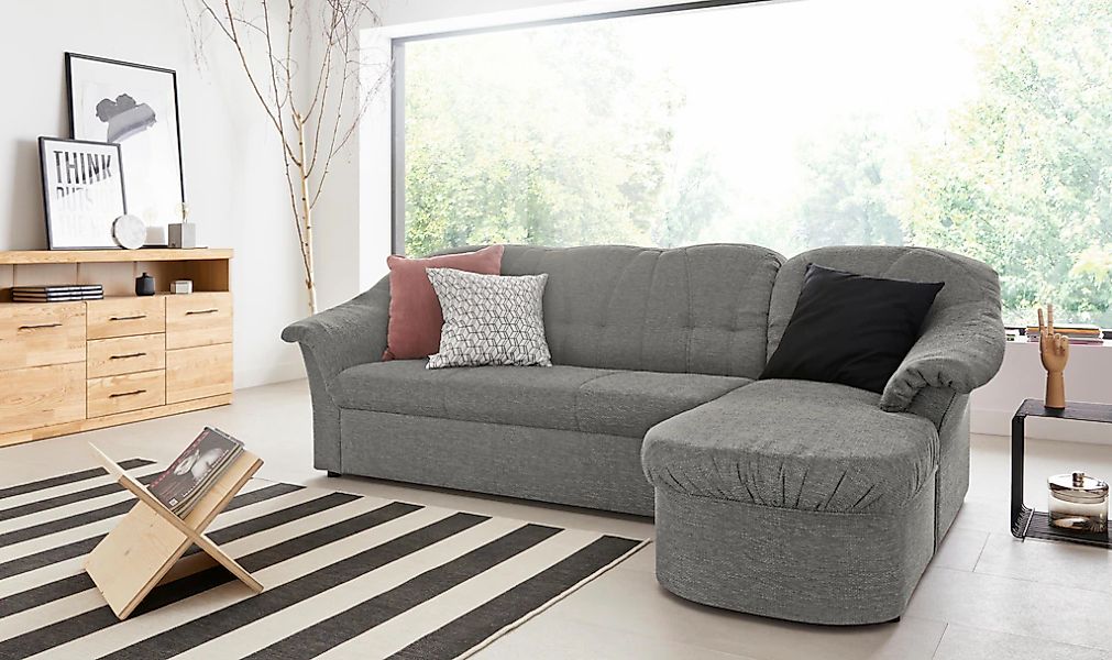 DOMO collection Ecksofa "Pegnitz, elegante Rückensteppung, kompakte Stellma günstig online kaufen