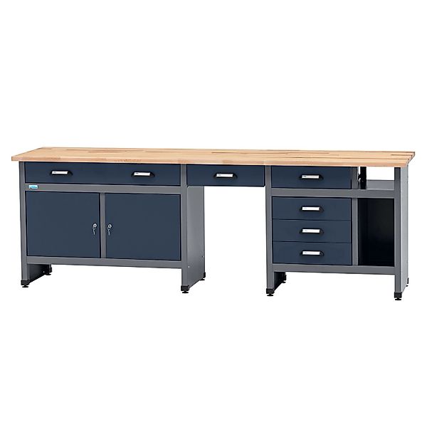 Küpper Werkbank-Set 6-Türig mit 6 Schubladen 204 x 240 x 60 cm Dunkelblau günstig online kaufen
