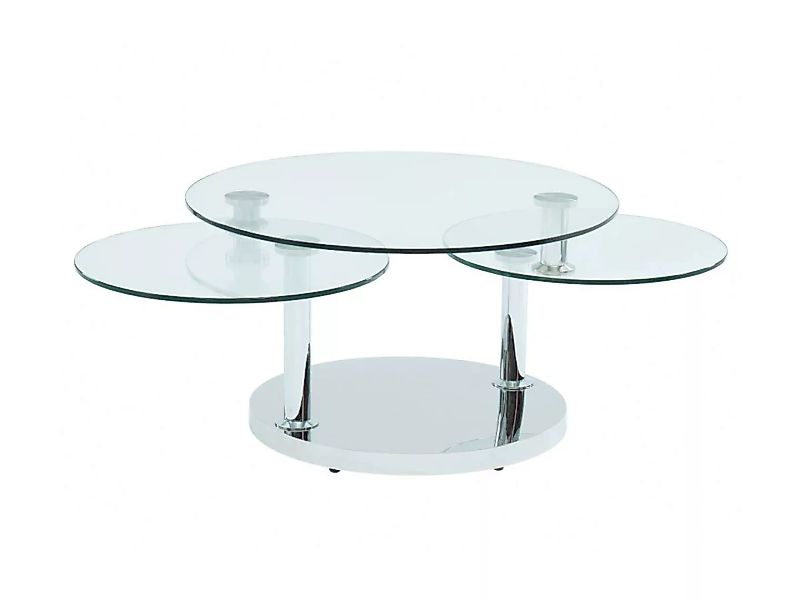 Couchtisch mit drehbaren Tischplatten - Glas & Stahl - WESLEY günstig online kaufen