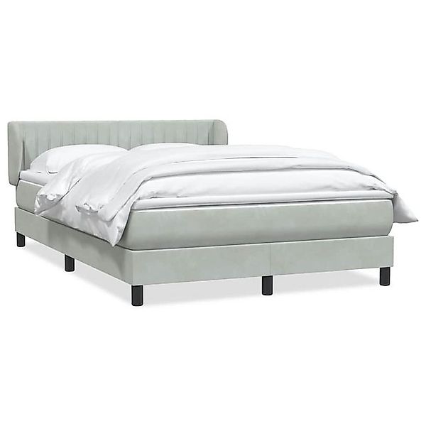 vidaXL Boxspringbett, Boxspringbett mit Matratze Hellgrau 140x220 cm Samt günstig online kaufen
