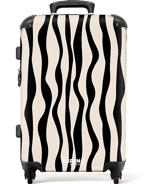 NoBoringSuitcases.com© Hartschalen-Trolley Beige mit schwarzen Wellenlinien günstig online kaufen