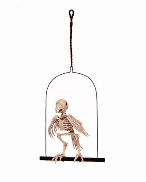Papagei Skelett auf Vogelschaukel 32 cm als Halloween Deko Partydeko beige günstig online kaufen
